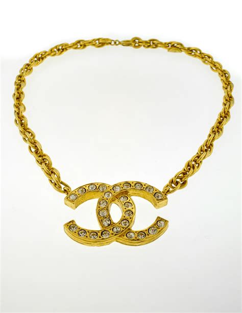 vintage chanel logo necklace|authentic vintage chanel jewelry.